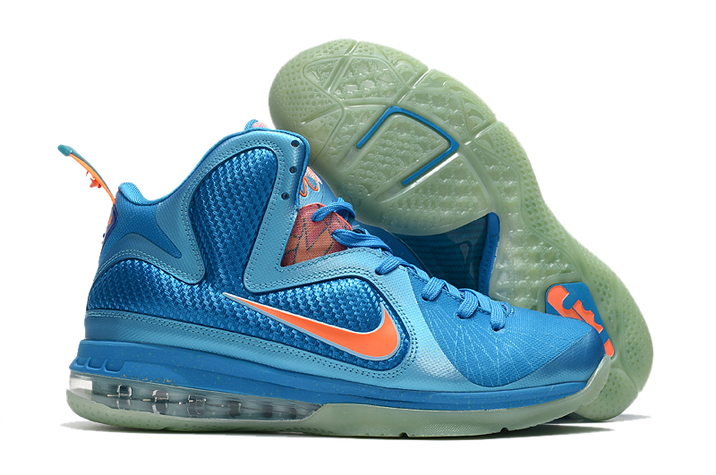 2022 Nike LeBron James 9 Sea Blue Orange Shoes - Click Image to Close